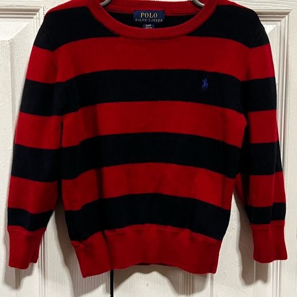 Polo Ralph Lauren Other - Polo by Ralph Lauren Kids Red and Black Striped Sweater